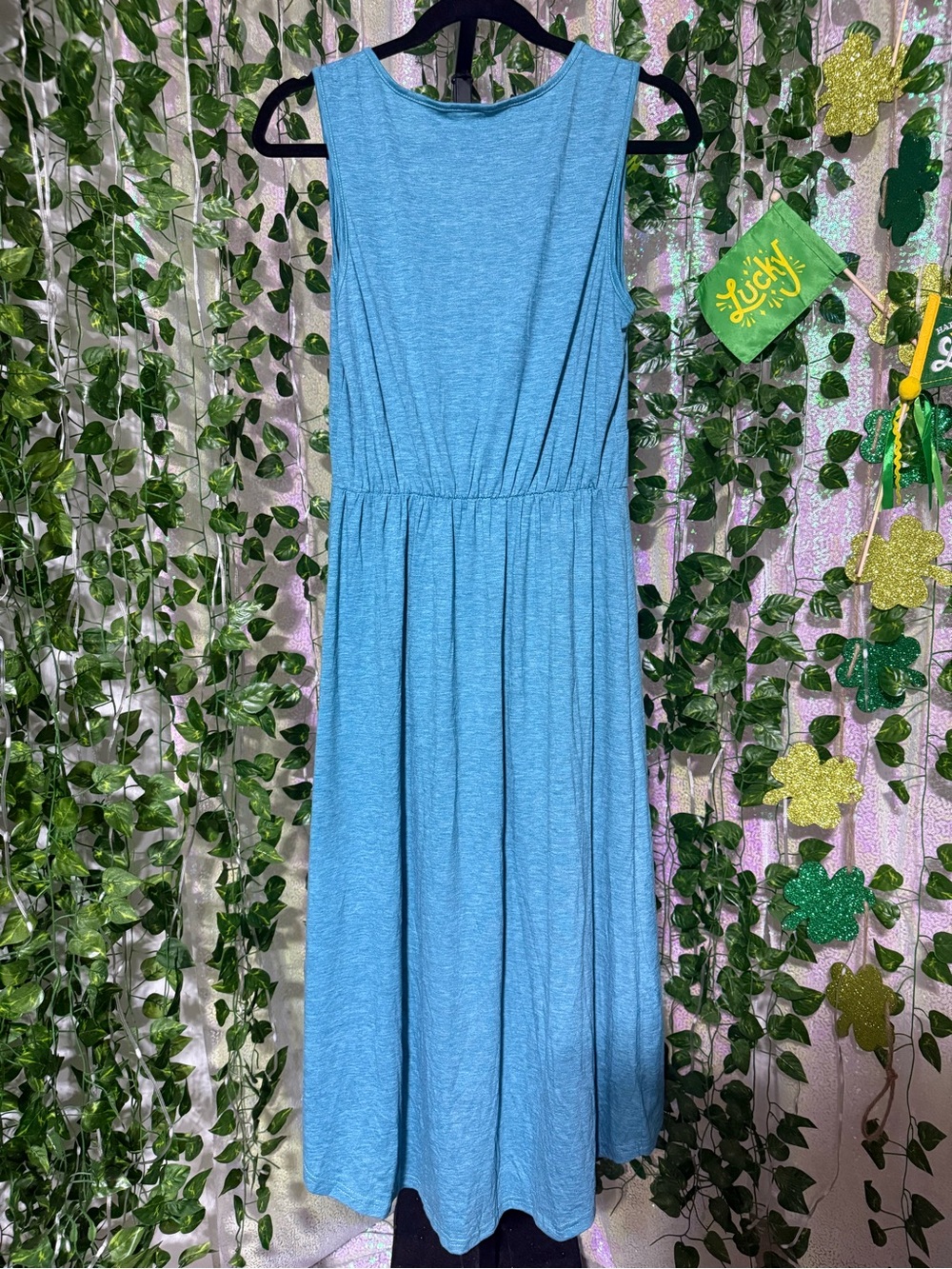Deep V Neck Sleeveless High Low Crossover Hem Flowy Midi Casual Dress size M - Picture 4 of 5
